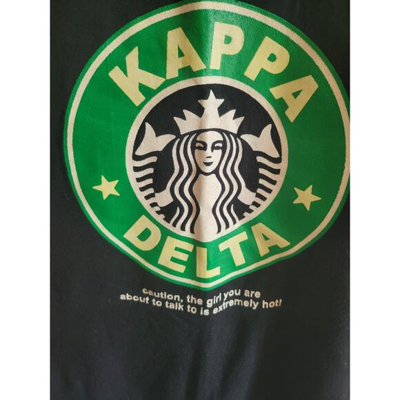 Funny Humor Parody Starbucks Kappa Delta College T Shirt black Medium - Picture 2 of 5